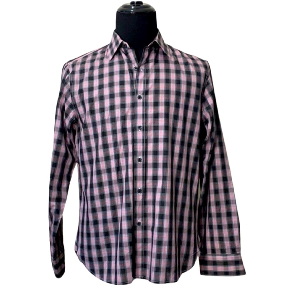 MICHAEL KORS Casual Red/Black Button-Down Shirt M